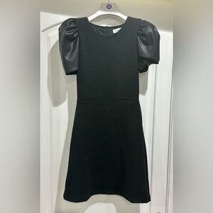 THML Black Dress with Faux Leather Sleeves